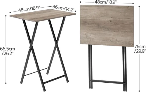 Miniatura 3 de HOOBRO Mesas Plegables para TV, Juego de 4 Bandejas de TV con Estante de Almacenamiento, Mesa Auxiliar Industrial para Comer en el Sofá, Mesa