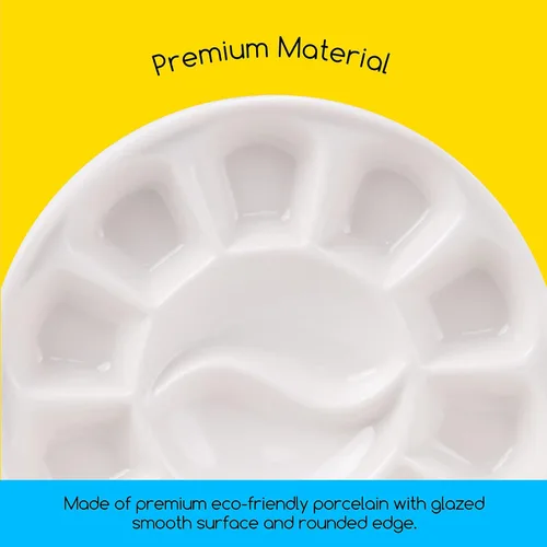 Miniatura 3 de MEEDEN Paleta de pintura de acuarela de porcelana redonda de 12 pozos para acuarela gouache pintura al óleo acrílica, 7 pulgadas