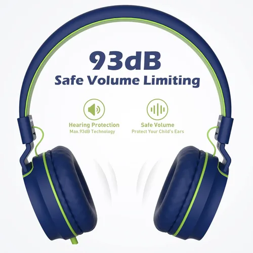 Miniatura 4 de AILIHEN Auriculares para niños, audífonos I35 sobre la oreja para la escuela, volumen seguro de 93dB, micrófono HD estéreo para niños y niñas, Azul