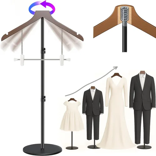 Miniatura 16 de Soporte para camisetas (negro, 44.5 pulgadas con soporte para sombreros, 1 unidad)