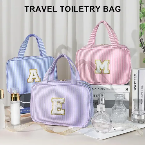Miniatura 7 de TOPEAST Neceser colgante de viaje, bolsa de aseo personalizada con inicial, regalos de cumpleaños para mamá, hija, hermana, amigas, artículos Púrpura