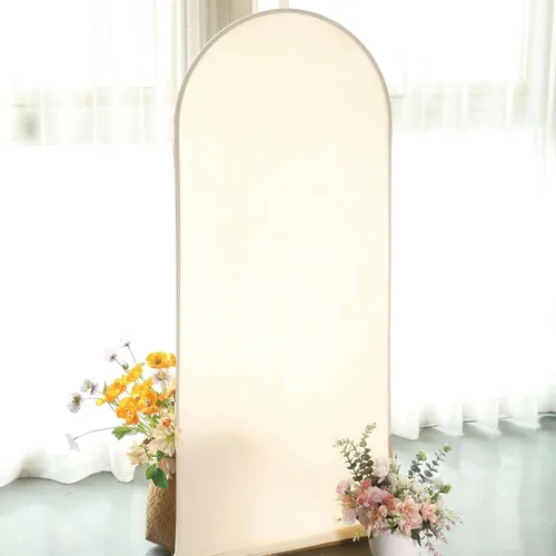 Miniatura 8 de Efavormart - Funda de elastano ajustada de elastano beige de 5 pies, ajuste cómodo, manga de fondo redonda para temas bohemios neutros y escenarios