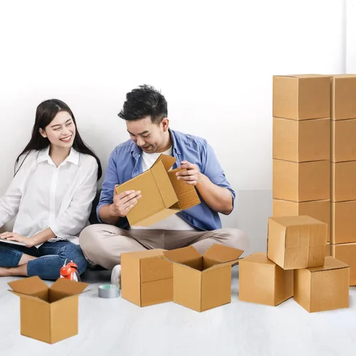 Miniatura 3 de PerKoop Paquete de 100 cajas de envío de 4 x 4 x 4 pulgadas, caja de correo de cartón, cajas de envío pequeñas de papel kraft corrugado
