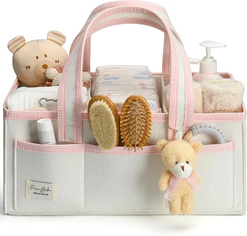 Miniatura 14 de Organizador de Pañales PeraBella XL con Asa, Bolsa de Regalo para Baby Shower, Artículos Imprescindibles para Registro de Búsqueda, Organizador