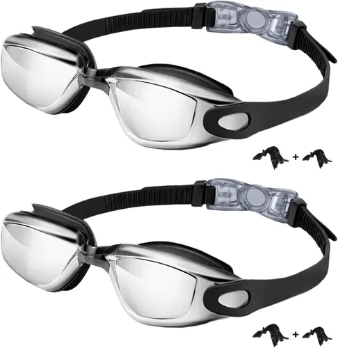 Miniatura 9 de Gafas de natación para niños, paquete de 2 gafas de natación antivaho a prueba de fugas, gafas de natación para niños de 3 a 14 años de edad Negro