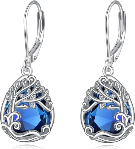 Miniatura 39 de Aretes colgantes con forma de lágrima de filigrana de piedra lunar de plata de ley 925 con cierre de palanca para mujer, regalos de joyería