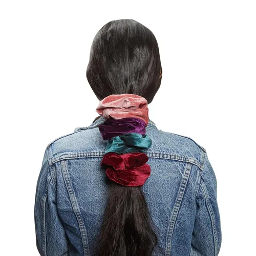 Miniatura 5 de Glamlily Paquete de coleteros de terciopelo Jumbo - Lazos de terciopelo de agarre suave - Soporte versátil para cola de caballo y accesorio