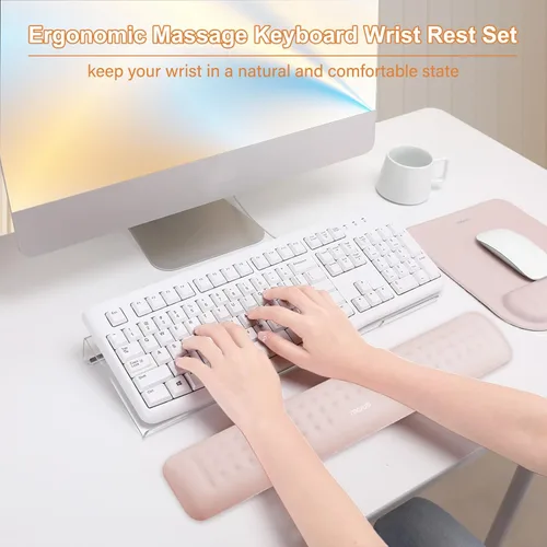 Miniatura 2 de MOSISO Soporte para Teclado de Computadora y Reposamuñecas para Teclado y Conjunto de Alfombrilla de Ratón, Conjunto de Reposamuñecas de Masaje