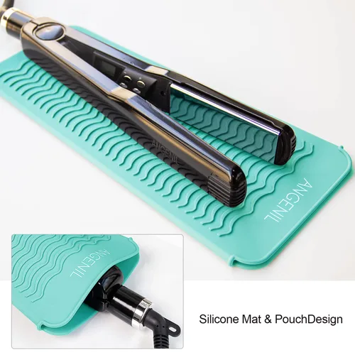 Miniatura 2 de ANGENIL Alfombrilla de silicona para rizador, resistente al calor para viajes, plancha plana de doble voltaje, alisadora de pelo, varita giratoria