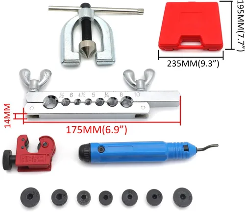 Miniatura 2 de SMT - Kit de herramientas automotrices de 7 troqueles de doble abocardado, tubo de doble llamarada, línea de freno de cobre y kit de herramientas