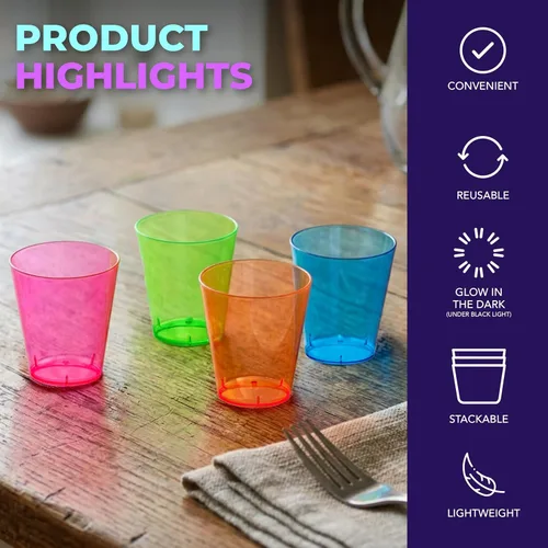 Miniatura 7 de Party Essentials Hard Plastic 2-Ounce Shot/Shooter Glasses, 40-Count, Assorted Neon