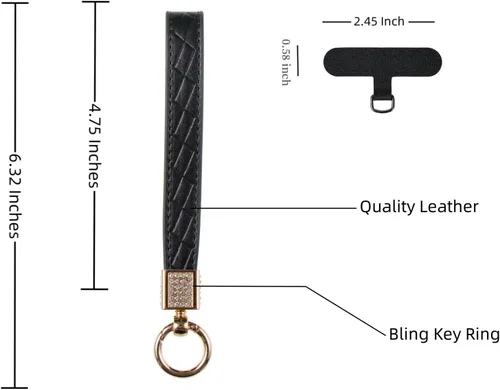 Miniatura 4 de Correa de cuero para teléfono celular, correa para teléfono celular, cordón para teléfono con lengüeta, manos libres, llavero para mujer