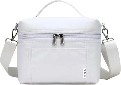 NOL Natural Organic Lifestyle - Bolsas de almuerzo aisladas para mujer, bolsa de refrigeración ligera de nailon impermeable para el trabajo Blanco