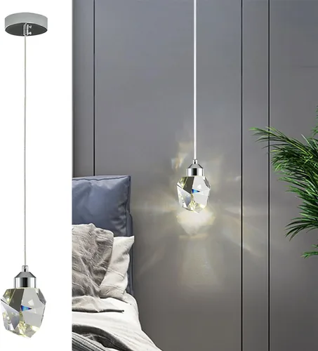 Miniatura 12 de Lámpara colgante moderna de cristal, lámpara colgante LED de 3 colores, lámpara colgante de techo de oro de altura ajustable, para cocina, isla