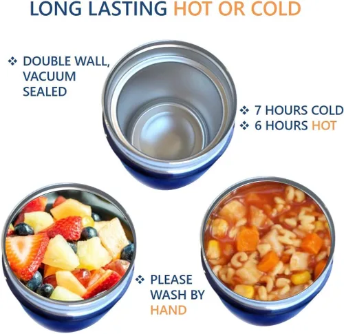 Miniatura 3 de Termo para comida caliente, tarro de boca ancha aislado de acero inoxidable para el almuerzo, recipiente de sopa para niños, preescolar, a prueba