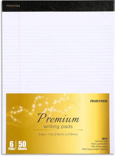 Miniatura 16 de Mintra Office - Blocs de notas tamaño legal, ((Versión básica 6pk - (Versión en colores pastel #2), 8.5 x 11 pulgadas, renglones anchos)) Pastel v2