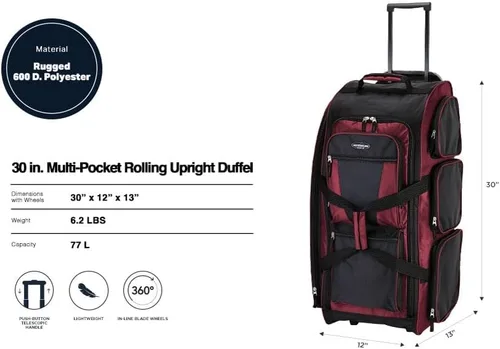 Miniatura 2 de Travelers Club Xpedition 30 Inch Multi-Pocket Upright Rolling Duffel Bag
