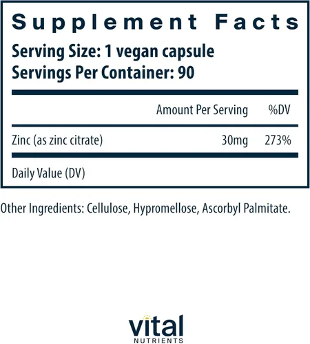 Miniatura 2 de Vital Nutrients Citrato de zinc de 30 mg – Suplemento de apoyo inmunológico de fácil absorción – Suplemento de zinc vegano – Sin gluten, lácteos
