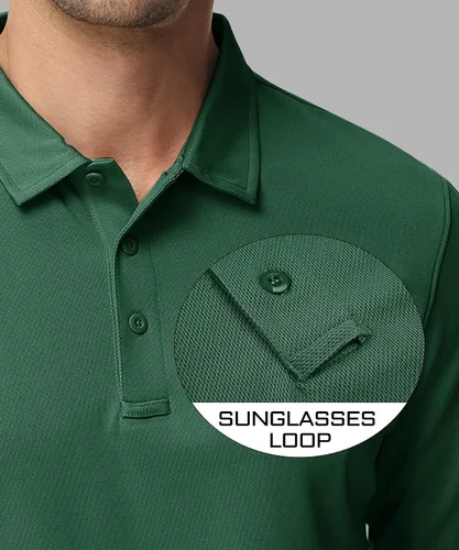 Miniatura 3 de MAGCOMSEN Camisas polo para hombre, 3 botones, secado rápido, manga larga, tácticas, camisa de golf