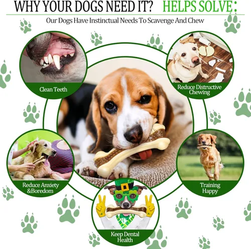 Miniatura 3 de Sosation Juguetes para perros en forma de huesos para masticadores agresivos, paquete de 2 juguetes navideños para masticar perros, dentición