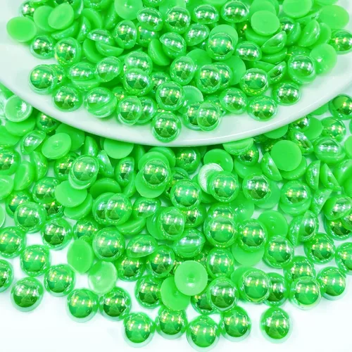 Miniatura 11 de 1000 perlas medias redondas de resina con parte trasera plana de 0.236 pulgadas para manualidades, para cara, uñas, vasos, ropa, zapatos, álbum