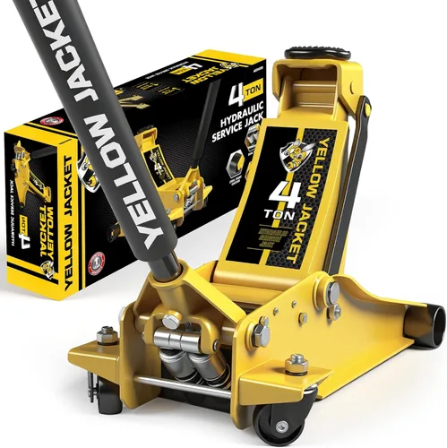 Miniatura 16 de YELLOW JACKET Gato hidráulico de perfil bajo de 2.5 toneladas de aluminio y acero para autos de carreras con bomba de elevación rápida doble, Azul
