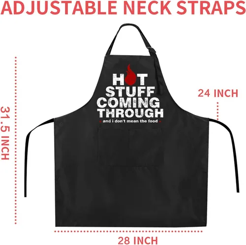 Miniatura 4 de Rosoz Delantales divertidos de barbacoa negros ajustables para cocina, chef, delantales de cocina para hombres.., Talla única Cosas calientes que