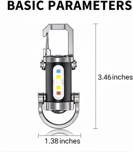 Miniatura 7 de Linterna de Llavero Recargable Portátil Brillante Cargador de Teléfono, Mini Linterna de Llavero, 7 Modos de Iluminación, 1200 Lúmenes Linterna de 4