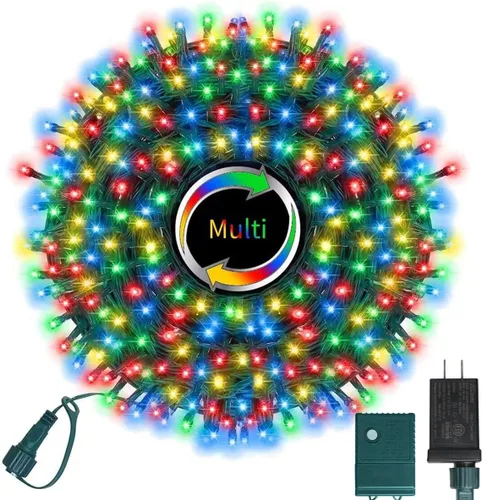 Miniatura 22 de LAMPHOME - Cadena de luces LED de 500 luces para exteriores, 46 pies, con 16 modos, luces impermeables verdes, rojas y rojas-verdes agrupadas