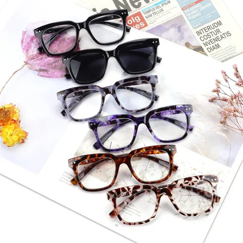Miniatura 7 de Paquete de 6 lentes de lectura de moda para mujeres y hombres, bloqueo de luz azul, lectores cuadrados de gran tamaño con bisagra de resorte 2
