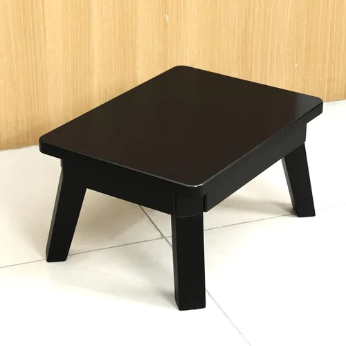 Miniatura 8 de HOUCHICS Taburete de madera, taburete de un solo paso para adultos y niños, taburetes de madera para adultos, baño, dormitorio (negro)