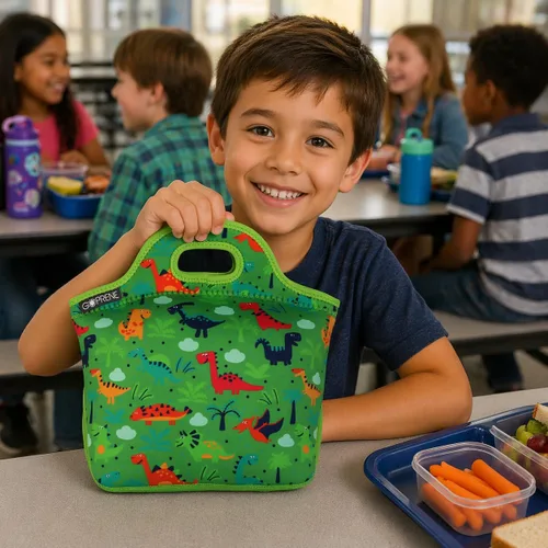 Miniatura 2 de Bolsa de almuerzo para niños con aislamiento de neopreno para niños, se adapta a la lonchera Bento Box y Thermos verde para niños pequeños