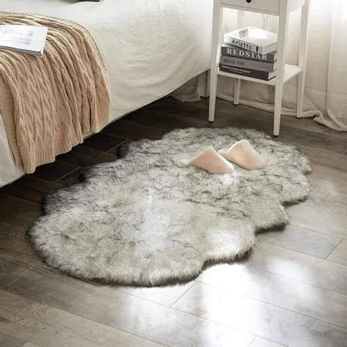 Miniatura 13 de MIULEE Alfombra de Piel de Oveja Sintética de 3 x 5 Pies, Alfombras de Área Mullidas de Lujo - Alfombra Decorativa Shag Súper Suave para Dormitorio