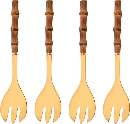 Miniatura 10 de Juego de 6 cucharas y tenedores para servir de 10.0 pulgadas, incluye 3 cucharas grandes y 3 tenedores grandes, utensilios de servir de acero