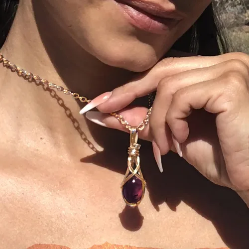 Miniatura 10 de Colgante de cristal de cuarzo rosa de 14 quilates, calidad AAA relleno de oro, varita de corazón, reiki Energy Romance, con elegante caja de regalo