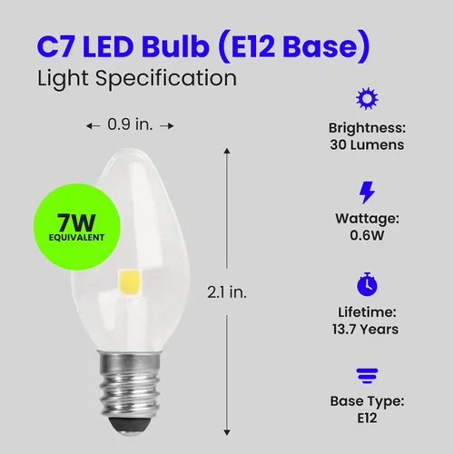 Miniatura 3 de Feit Electric BP7C7/827/LED/4 0.6W Equivalente a 7W 30 Lúmenes Base de Candelabro Cuatro Bombillas LED C7 de Luz Nocturna, 2.1" H x 0.9" D, 2700K