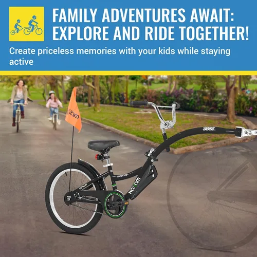 Miniatura 7 de KaZAM Co-Pilot - Remolque de bicicleta de 20 pulgadas con vástago BMX ajustable y manillar, marco de aluminio ligero y sillín acolchado