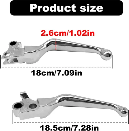 Miniatura 2 de 1 par de palancas de mano plateadas para motocicleta, palancas de freno y embrague cromadas, manija de freno y embrague compatible con Harley