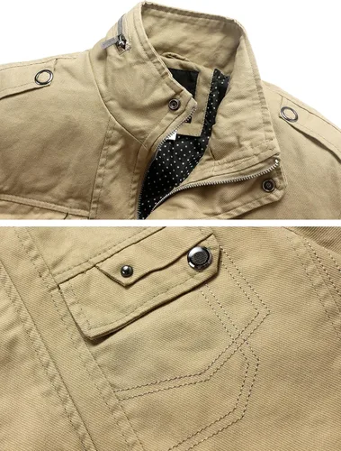 Miniatura 4 de Wantdo chaqueta cierre frontal liviana cuello parado de algodón para hombre