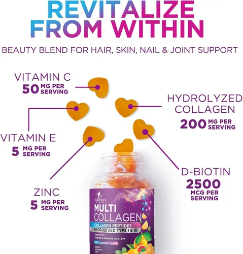Miniatura 3 de Gomitas de péptidos de colágeno con 2500 mcg de biotina por porción, suplemento para el crecimiento del cabello, la piel y las uñas, colágeno