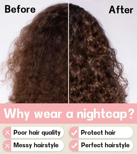 Miniatura 5 de SECZIPE 2 piezas de envoltura de cabello de satén de seda para dormir, gorras ajustables de noche para cabello rizado natural para mujeres y hombres
