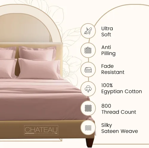 Miniatura 5 de Sábanas King con bolsillo profundo, 100% algodón egipcio para cama tamaño King, rosa polvoriento, 800 hilos, lujosas, suaves y transpirables, 11