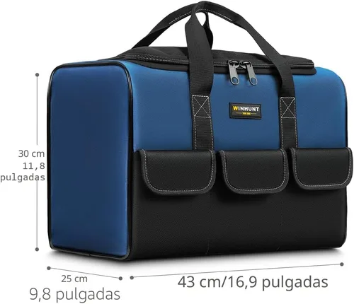 Miniatura 5 de Bolsas de herramientas WINHUNT para hombres, organizador de herramientas de 17 pulgadas con 6 bolsillos, tela impermeable de tela 600D, 16.9 x 11.8