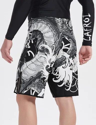 Miniatura 5 de LAFROI QJK01 - Pantalones cortos de boxeo para hombre con cordón y bolsillo