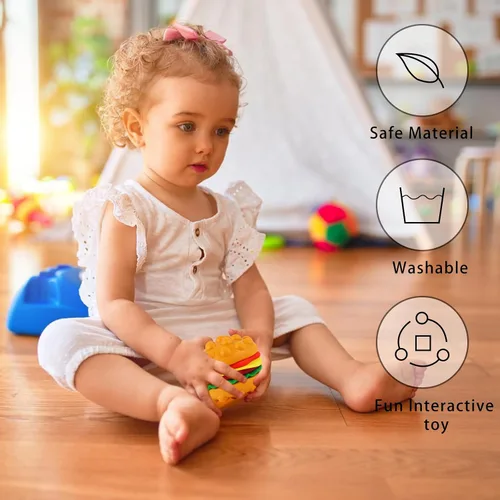 Miniatura 6 de Anboor Juguete Pop Fidget, Juguete Sensorial de Silicona 3D con Burbujas de Hamburguesa para Apretar, Bola de Estrés Anti-Ansiedad, Juguetes