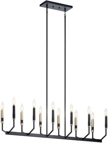 Miniatura 7 de Kichler Armand - Colgante de vestíbulo de 27 pulgadas con 4 luces en acabado negro y bronce