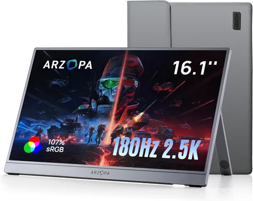 Miniatura 13 de ARZOPA – Monitor portátil 16 pulgadas 2.5K 2560 x 1600 QHD IPS, 123% sRGB, soporte integrado USB-C y HDMI, cuidado visual, segunda pantalla