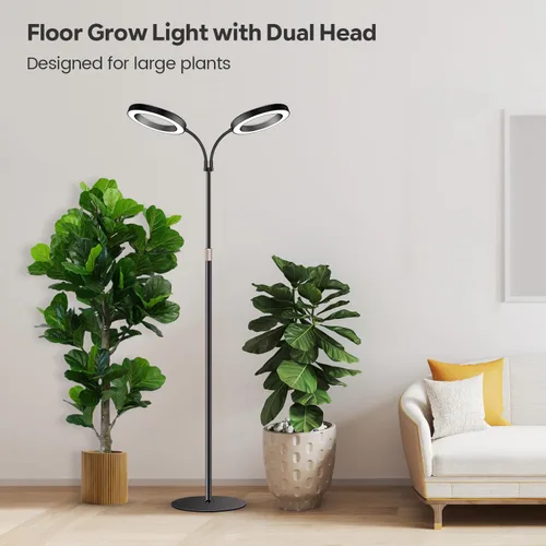 Miniatura 6 de Garpsen Luces de cultivo Halo, luces LED de espectro completo de doble cabezal para plantas para cultivo en interiores con soporte, 3 modos