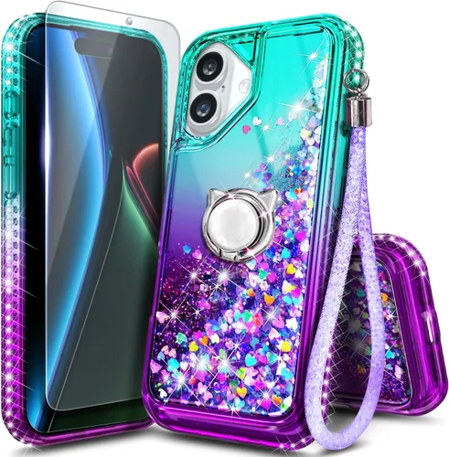 Miniatura 79 de NGB Diseñada para Funda de Teléfono iPhone 11, Morado/Azul Funda Bonita con Purpurina Líquida Brillante para Mujeres Niñas Niños con Protector