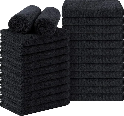 Miniatura 9 de Orighty Paquete de 12 toallas negras para salón, paquete de 12 (no a prueba de blanqueador, 16 x 29 pulgadas), toallas de microfibra súper suaves
